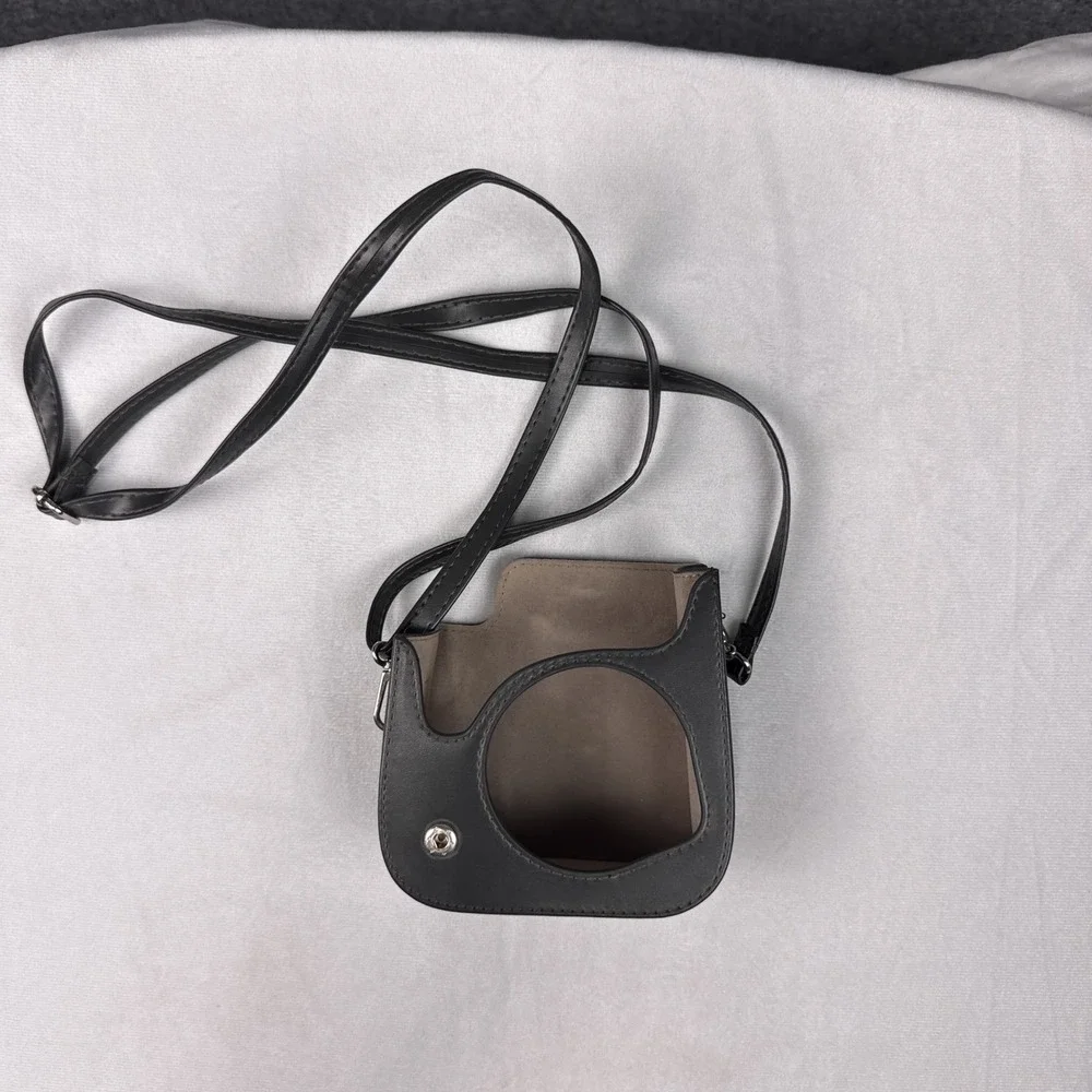 Fujifilm Faux Leather Camera Crossbody Bag Small Black Minimalist Adjustable